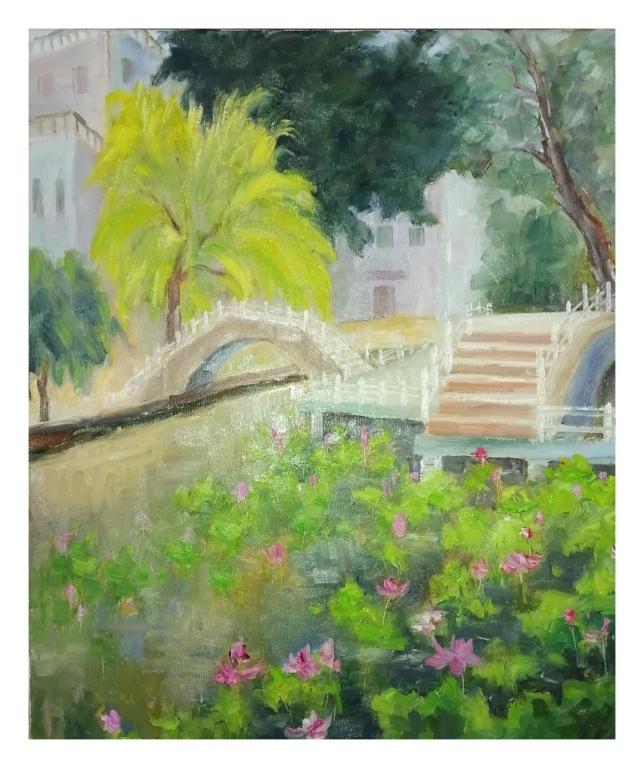 高立华 攀大校园写生 油画
